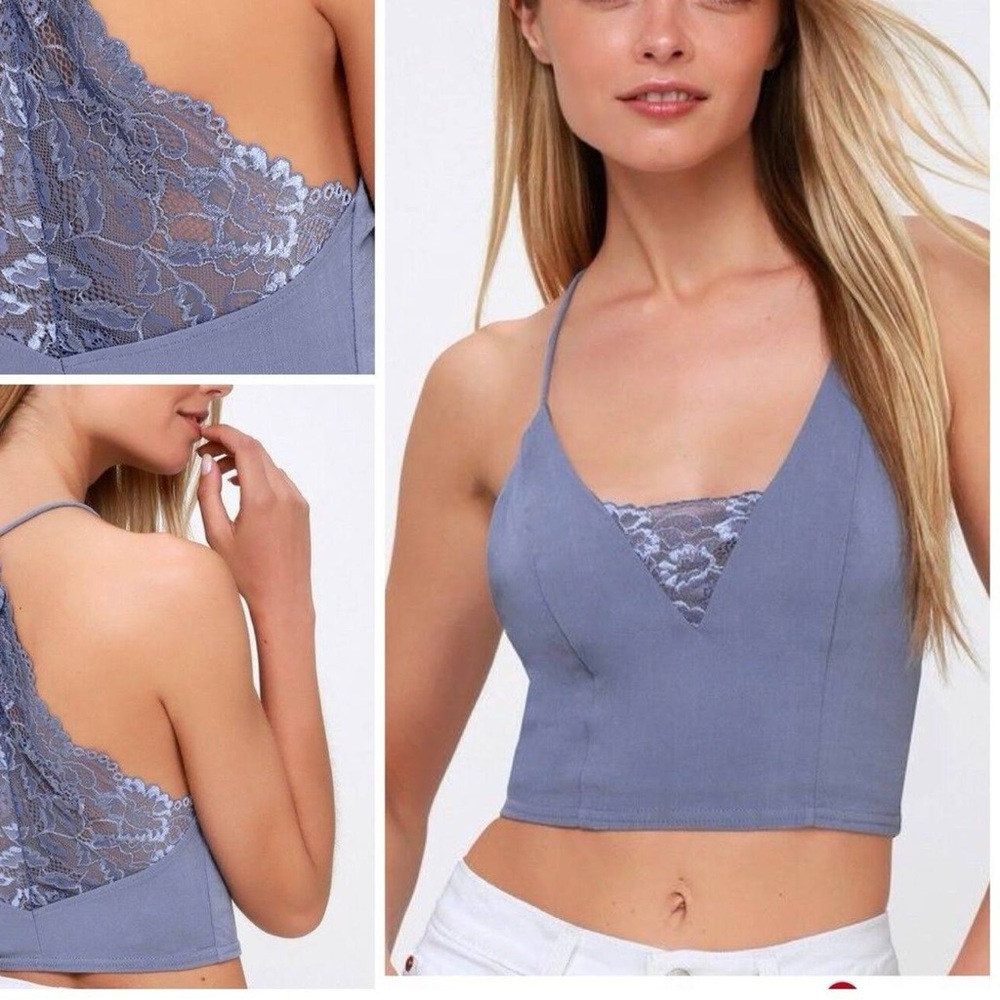 Free People Intimately The Century Lace Brami Chambray Blue - Picture 1 of 4